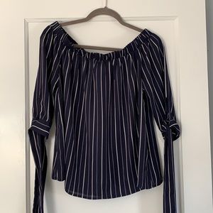White and Navy Striped Top
